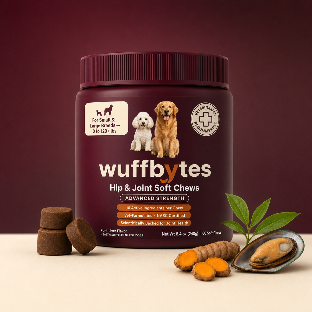 Wuffbytes HJ-01 Advanced Hip and Joint Chews jar